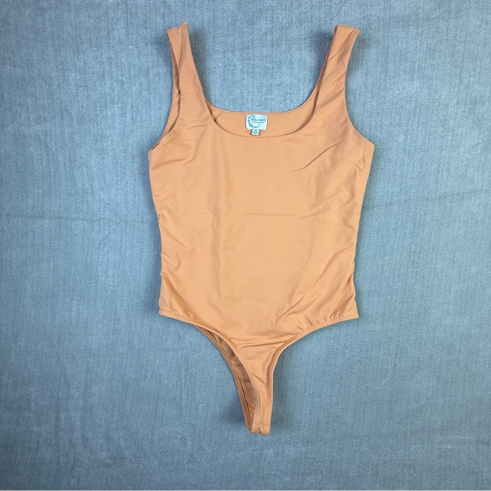 Blue Rain Francescas‎ Peach Square Neck Thong Bodysuit Medium TFD60043
